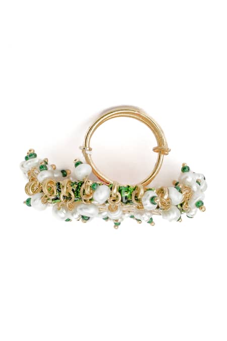 Vivinia By Vidhi Mehra Gold Plated Pearls, Stones Saadgi Floral Embellished Ring Online at Aza Fashions Vivinia By Vidhi Mehra_Gold Plated Pearls, Stones Saadgi Floral Embellished Ring _Online_at_Aza_Fashions