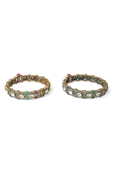 Vivinia By Vidhi Mehra_Multi Color Stones Embellished Bangles _Online_at_Aza_Fashions