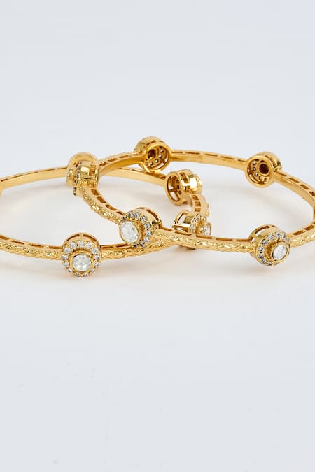 Shop Vivinia By Vidhi Mehra Gold Plated Stones Embellished Bangles Online at Aza Fashions Shop_Vivinia By Vidhi Mehra_Gold Plated Stones Embellished Bangles _Online_at_Aza_Fashions