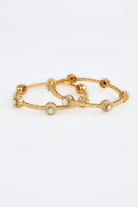 Vivinia By Vidhi Mehra Gold Plated Stones Embellished Bangles at Aza Fashions Vivinia By Vidhi Mehra_Gold Plated Stones Embellished Bangles _at_Aza_Fashions