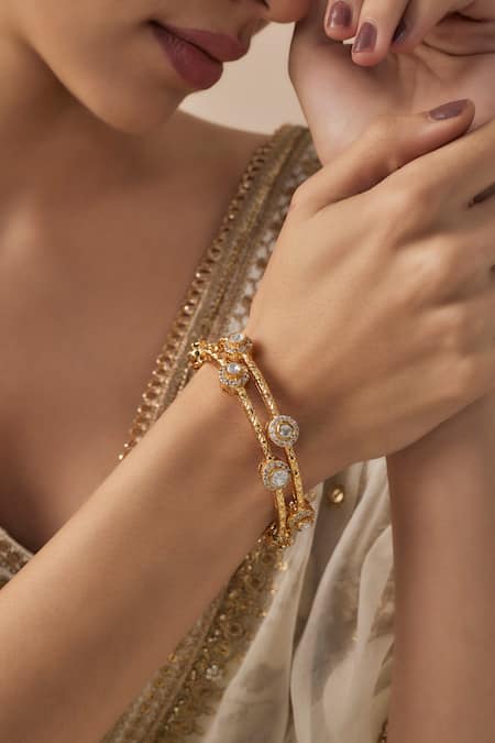 Buy Vivinia By Vidhi Mehra Gold Plated Stones Embellished Bangles Buy_Vivinia By Vidhi Mehra_Gold Plated Stones Embellished Bangles