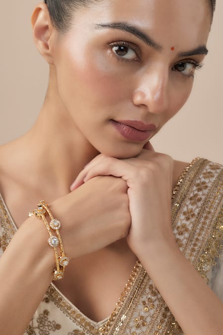Vivinia By Vidhi Mehra Gold Plated Stones Embellished Bangles 