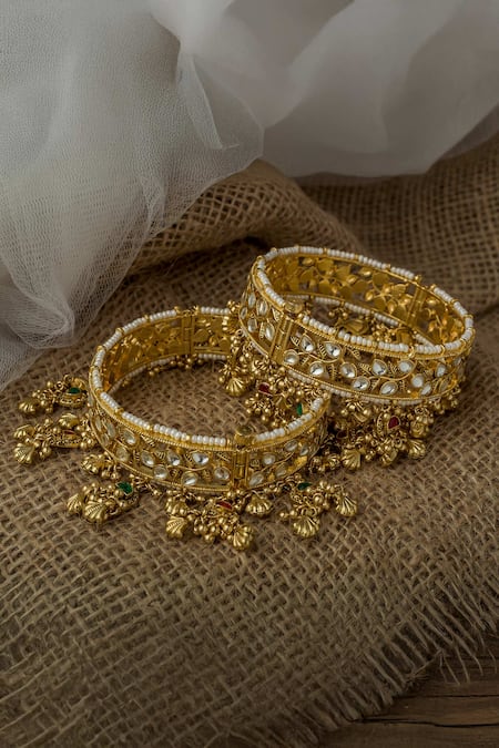 Vivinia By Vidhi Mehra Multi Color Stones, Beads Kundan Embellished Bangles 
