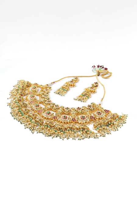 Buy Vivinia By Vidhi Mehra Multi Color Pearls, Stones Kundan Embellished Bridal Necklace Set Online at Aza Fashions Buy_Vivinia By Vidhi Mehra_Multi Color Pearls, Stones Kundan Embellished Bridal Necklace Set _Online_at_Aza_Fashions