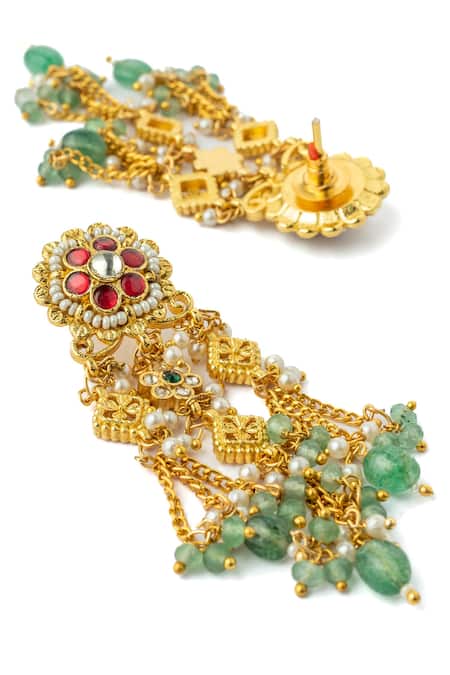 Vivinia By Vidhi Mehra Multi Color Stones, Pearls, Beads Floral Embellished Choker Set Online at Aza Fashions Vivinia By Vidhi Mehra_Multi Color Stones, Pearls, Beads Floral Embellished Choker Set _Online_at_Aza_Fashions