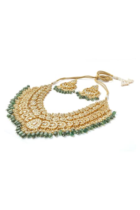 Vivinia By Vidhi Mehra_Gold Plated Pearls, Stones Kundan Embellished Necklace Set _Online_at_Aza_Fashions