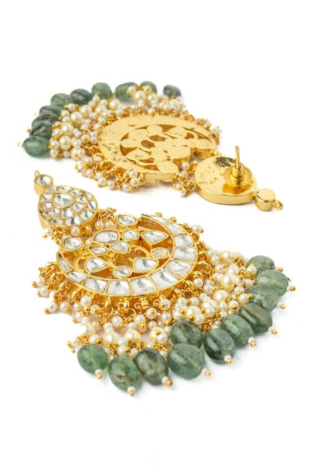 Buy_Vivinia By Vidhi Mehra_Gold Plated Pearls, Stones Kundan Embellished Necklace Set _Online_at_Aza_Fashions