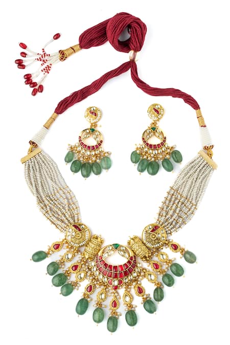 Vivinia By Vidhi Mehra Kundan Embellished Necklace Set 