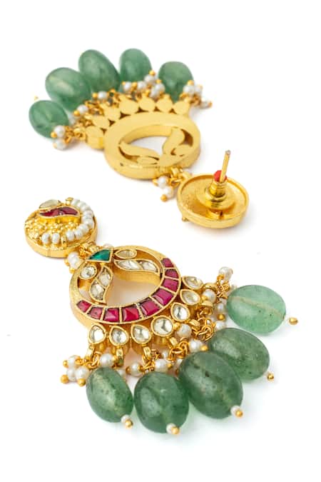 Shop_Vivinia By Vidhi Mehra_Multi Color Stones, Pearls Kundan Embellished Necklace Set _Online_at_Aza_Fashions