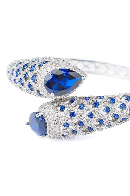 Buy_Vivinia By Vidhi Mehra_Silver Plated Stones Embellished Kada _Online_at_Aza_Fashions