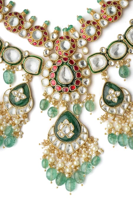 Buy Vivinia By Vidhi Mehra Multi Color Pearls, Stones Saadgi Embellished Necklace Set Online at Aza Fashions Buy_Vivinia By Vidhi Mehra_Multi Color Pearls, Stones Saadgi Embellished Necklace Set _Online_at_Aza_Fashions