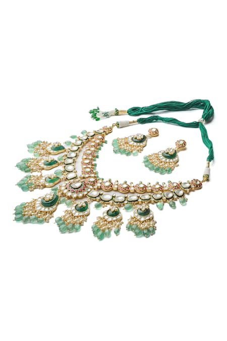Shop Vivinia By Vidhi Mehra Multi Color Pearls, Stones Saadgi Embellished Necklace Set Online at Aza Fashions Shop_Vivinia By Vidhi Mehra_Multi Color Pearls, Stones Saadgi Embellished Necklace Set _Online_at_Aza_Fashions
