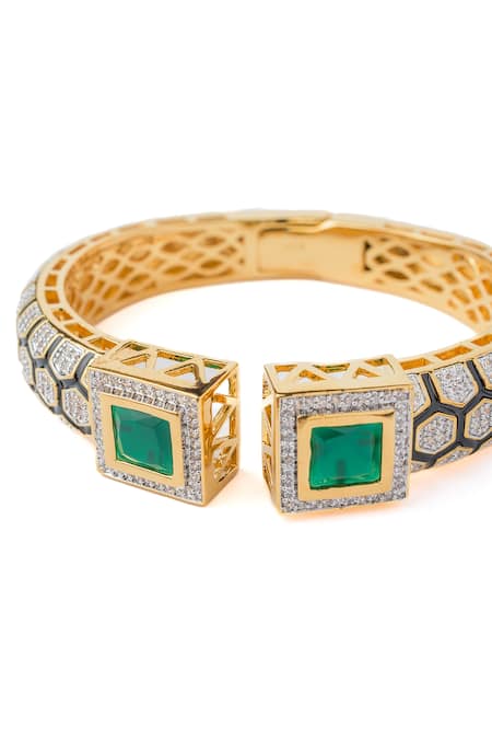 Buy_Vivinia By Vidhi Mehra_Multi Color Gemstones, Florence Embellished Kada _Online_at_Aza_Fashions