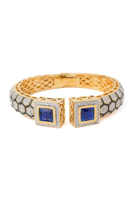 Shop Vivinia By Vidhi Mehra Multi Color Stones, Faux Diamonds Florence Embellished Kada at Aza Fashions Shop_Vivinia By Vidhi Mehra_Multi Color Stones, Faux Diamonds Florence Embellished Kada _at_Aza_Fashions