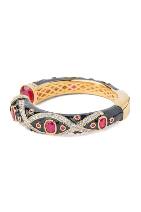 Vivinia By Vidhi Mehra Gold Plated Stones, Rhinestones Florence Embellished Kada Online at Aza Fashions Vivinia By Vidhi Mehra_Gold Plated Stones, Rhinestones Florence Embellished Kada _Online_at_Aza_Fashions