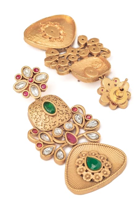 Vivinia By Vidhi Mehra_Multi Color Stones Isvaraah Embellished Earrings_Online_at_Aza_Fashions