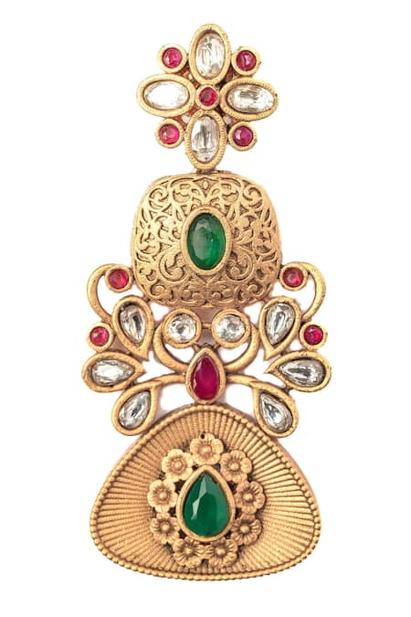 Buy_Vivinia By Vidhi Mehra_Multi Color Stones Isvaraah Embellished Earrings_Online_at_Aza_Fashions