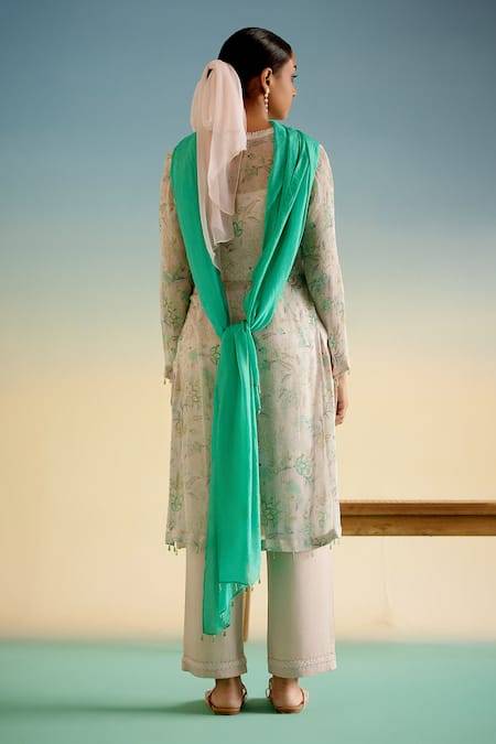 Shetab Kazmi Botanical Print Kurta Set 