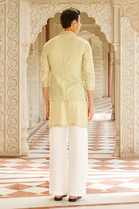 Contrast By Parth Bani Embroidered Nehru Jacket & Kurta Set 
