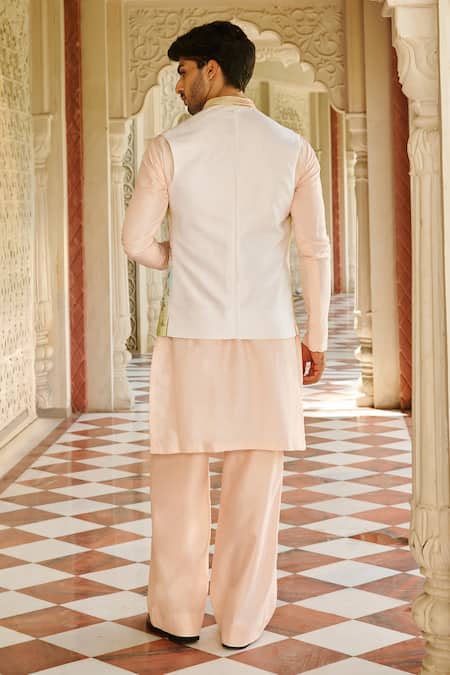 Contrast By Parth Embroidered Nehru Jacket Kurta & Pant Set 