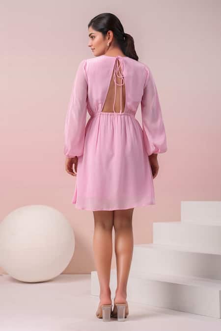 Naintara Bajaj Candy Pink Backless Dress 