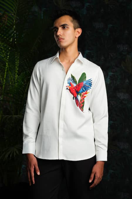 House Of Koa White Crepe Macaw Mirage Shirt