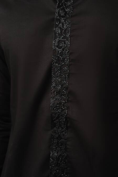 Buy_House Of Koa_Black Satin Embroidery Cheetah Blaze Shirt _Online_at_Aza_Fashions