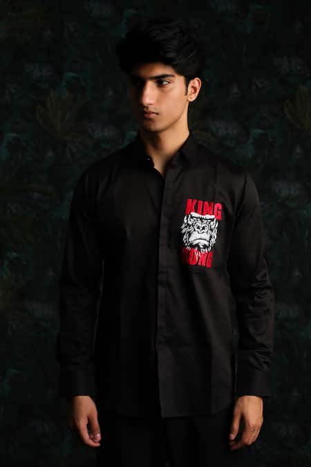 House Of Koa Black Embroidery Kong Shirt 