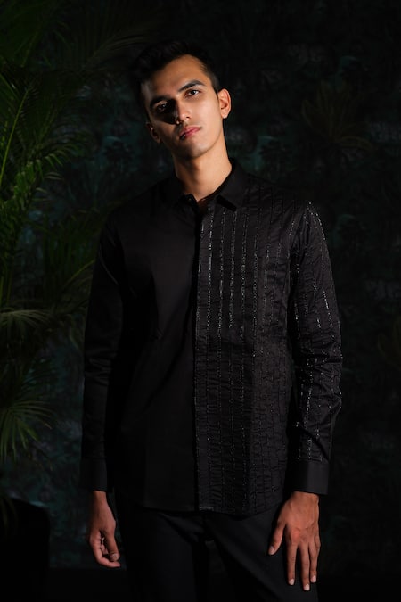House Of Koa Shadow Grid Embroidered Shirt 