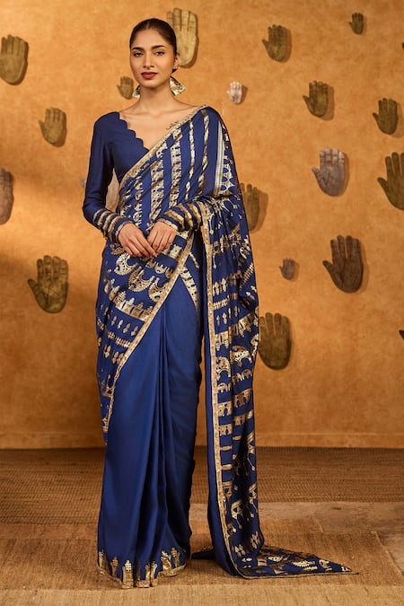 Masaba Midas Touch Saree With Unstitched Blouse Piece 