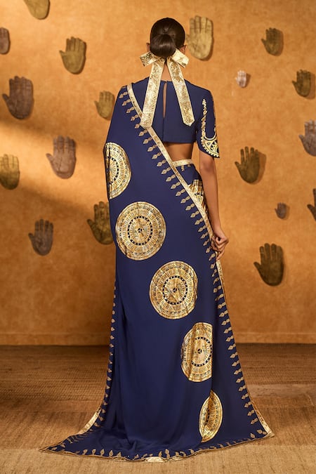 Masaba Sapphire Moon Fish Saree With Unstitched Blouse Piece 