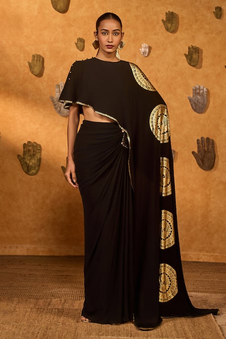 Masaba Moonfish Draped Skirt & Cape Set 