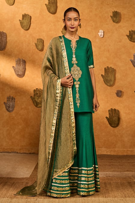 Masaba Green Gilded Sharara Set 