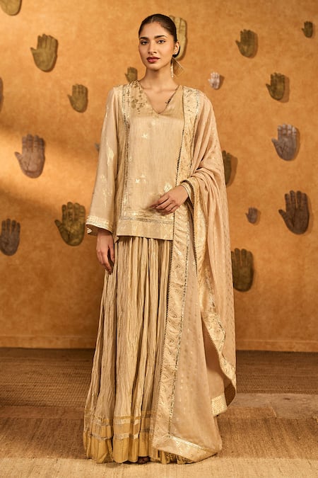 Masaba Oatmeal Crane Dawn Kurta Skirt Set 