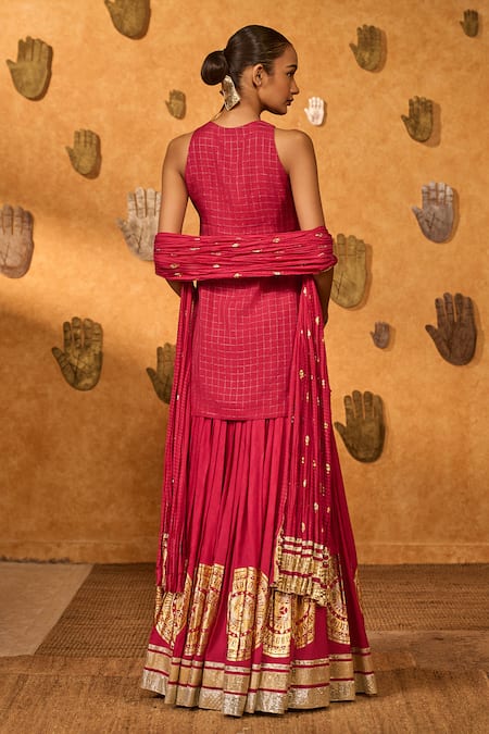 Masaba Raspberry Moonfish Kurta Skirt Set 