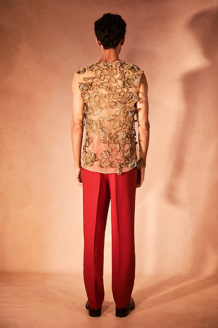 Nirmooha Eternal Flame Embroidered Tank Top With Pant 