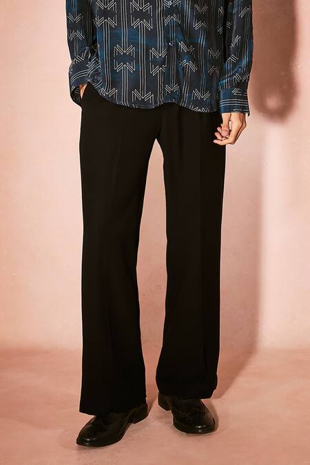Nirmooha_Blue Crepe Midnight Signature Pattern Shirt With Pant _Online_at_Aza_Fashions