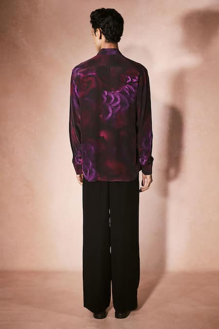 Nirmooha Plum Abstract Pattern Shirt & Pant Set 