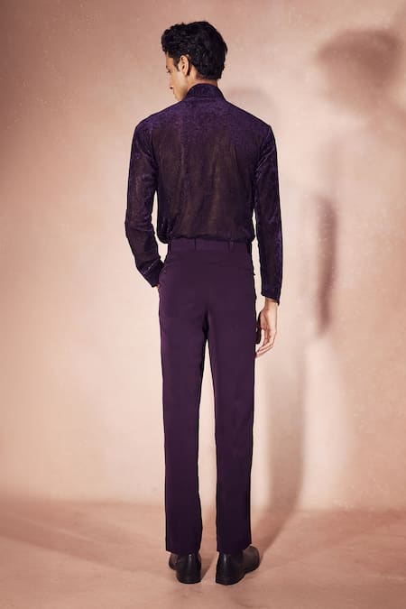 Nirmooha Plum Sheer Shirt & Pant Set 