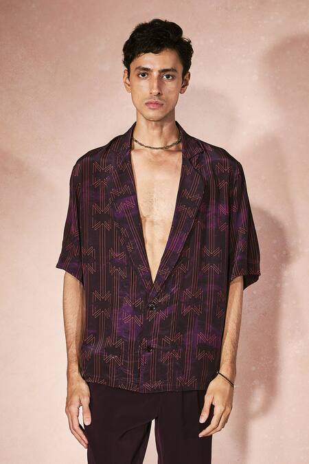 Buy_Nirmooha_Purple Crepe Abstract Pattern Shirt With Pant _Online_at_Aza_Fashions