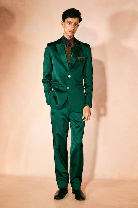 Nirmooha Emerald Flame Blazer & Pant Set 