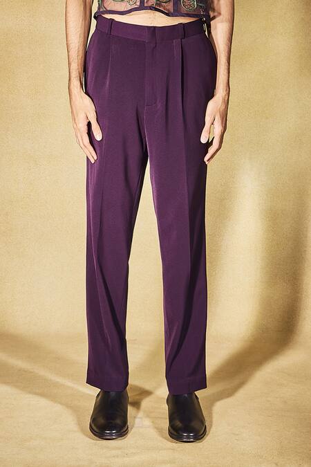 Nirmooha_Purple Tulle Embroidery Plum Enchant Tank Top And Pant Set _Online_at_Aza_Fashions
