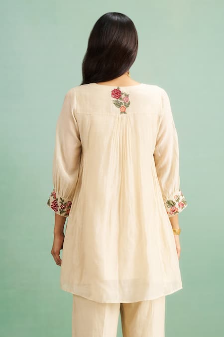 Purple Patch Chamomile Embroidered Tunic Set 
