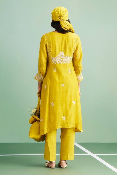 Purple Patch Marigold Embroidered Kurta Set 