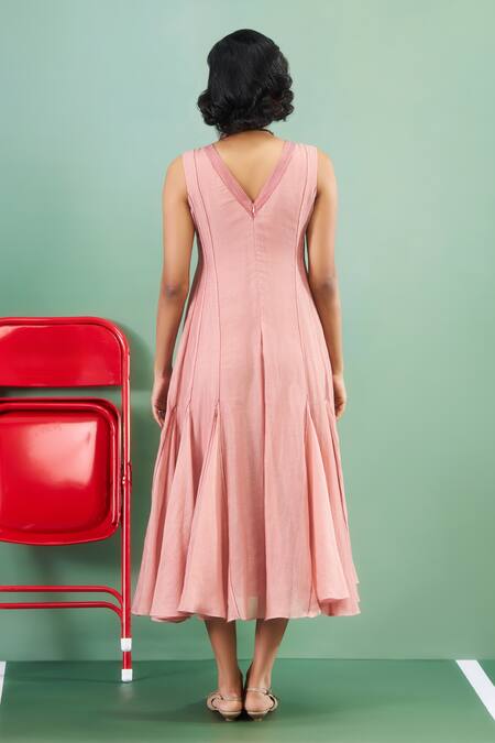 Purple Patch Camellia Embroidered Midi Dress 