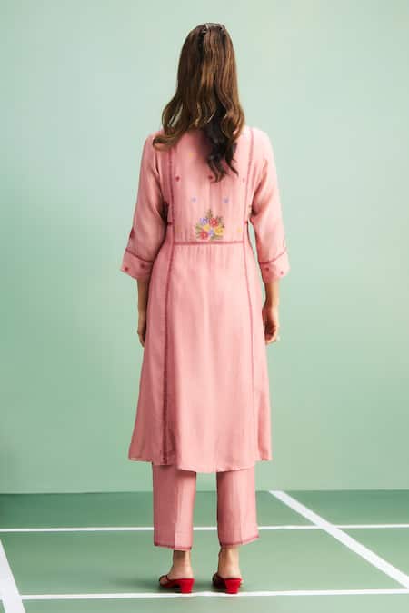 Purple Patch Begonia Embroidered Kurta & Pant Set 