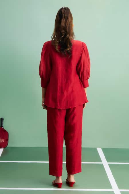 Purple Patch Poppy Embroidered Peplum Kurta Set 