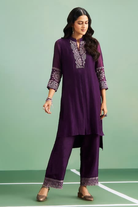 Purple Patch Bell Flower Kurta Set 