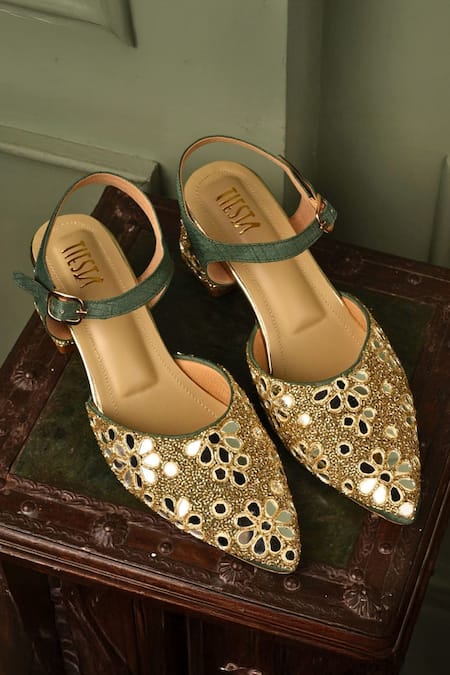 Tiesta Mirror Embroidered Block Heels 