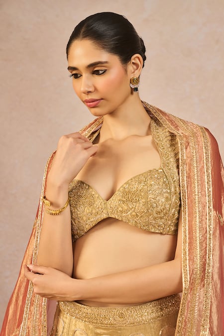 Masaba Gold Tissue Embroidery, Stones, Sequins, Fasl E Gul 12 Kalis Bridal Lehenga Set Online at Aza Fashions Masaba_Gold Tissue Embroidery, Stones, Sequins, Fasl E Gul 12 Kalis Bridal Lehenga Set _Online_at_Aza_Fashions